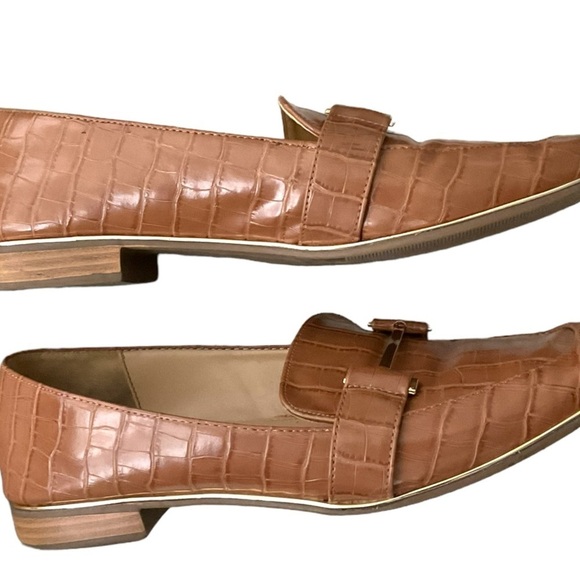 Liz Claiborne Brown Almond Toe Croc Slip On Loafer Shoe Size 10 - Picture 4 of 10